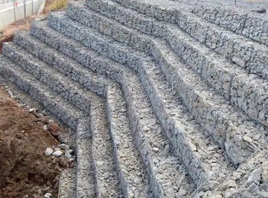 Multi lever installation of gabion retaining wall