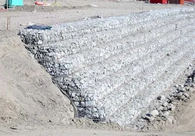 Example of a gabion steep slope retaining wall
