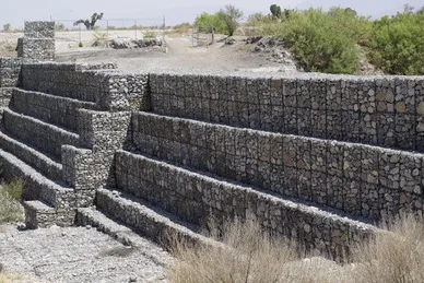 Shown here is a multi-step gabion retaining wall